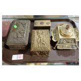 BRASS DESK BOXES W/ ORIENTAL PCS