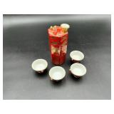 Vintage Japanese Kutani ?Whistling Bird? Sake Set