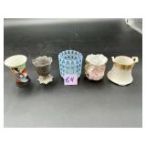 Five assorted toothpick holders in ceramic,...
