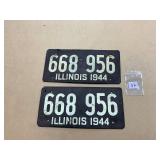Matched Pair 1944 Illinois License Plates