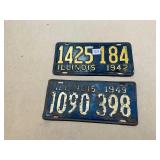 1942 & 1949 Illinois License Plate Pair