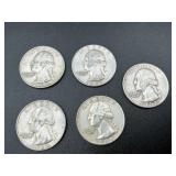 5 Washington Silver Quarters