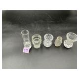Collection of five glass toothpick holders