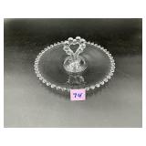 Clear depression glass tidbit tray with...