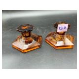 Pair of Art Deco George Davidson Amber Cloud...