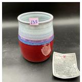 Authentic Alewine Pottery Stoneware Vase Red &...