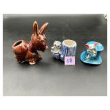 Three ceramic figural toothpick holders,...