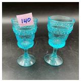 Pair of Vintage McKee Opal Blue Glass Goblets...