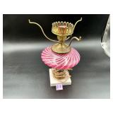 Fenton Cranberry Swirl Optic Lamp