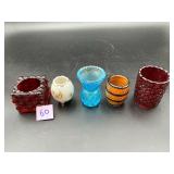 Five decorative toothpick holders in mixed...