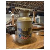 Vintage Metal Milk Can with Patriotic Eagle Graphi