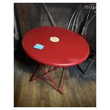 Red Round Metal Folding Bistro Table