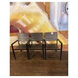 Modern Metal and Slatted Wood Style Chairs