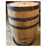 Rustic Oak Beverage Barrel with Metal Hoop Base