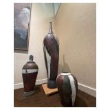 Alex Long Monumental Studio Raku Pottery 3Pc Set