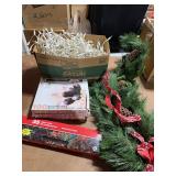 Christmas Pine Garland & String Lights Decor Lot