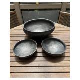 Oaxaca Barro Negro Style Black Bowls 3pc
