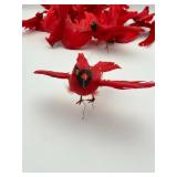 Spun Silk & Feather Red Cardinals, Set of 12