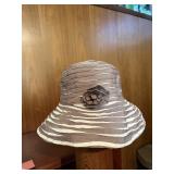 Womens Ribbon & Paper Straw Bucket Sun Hat