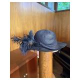 Adolfo II Black Sinamay Feather Dress Hat