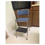 Cosco Step Stool Chair Blue Vintage Chrome