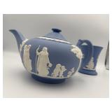 Wedgwood Blue Jasperware Teapot & Beaker