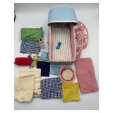 Amsco Doll Bassinet, Pink Rocker & Bedding