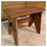 Footstool Key Trestle Bench - Antique Wood