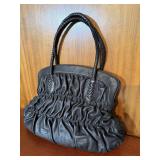 Anne Klein Black Leather Shoulder Handbag