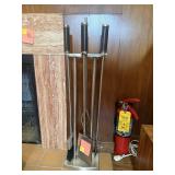 Stainless Leather Fireplace Tool Set