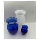 Vintage Cobalt Blue & Milk Glass Vases