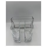 3 Clear Geometric Glass Floral Vessels