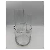 Set of 3 Clear Glass Urn & Bucket Vases
