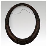 19thC Gesso Floral Oval Frame Bubble Glass