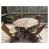 Teak Dining Set Octagon Table w/ 4 Chairs
