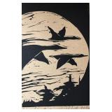 Peter Whitt Winter Moon Signed Woodcut Print