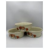 Hall China Poppy Casserole Bowls Set 3