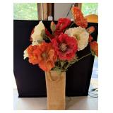 Faux Poppy Floral Wall Arrangement in Burlap Bag