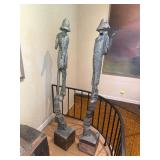 Pair Brutalist Elongated Statues 5'5' & 5'7