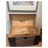 Antique Victorian Dome Top Embossed Tin Trunk