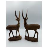 Pair Hand-Carved Kenyan Gazelle Sculptures