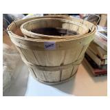 Nesting Wood Slat Bushel Harvest Baskets Trio