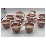 Franciscan Pink Vista Coffee Cups Creamer Sugar