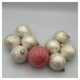 Mottled Mercury Glass and Pink Spun Wrap Ornaments