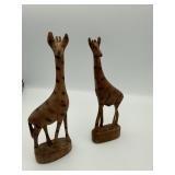 Besmo Kenyan Carved Giraffes Pair