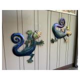 Metal Gecko Lizard Wall Decor Pair 36'