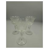 Etched Wine Glasses Starburst Set of 3