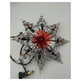 Retro Lighted Tinsel Starburst Tree Topper 9in