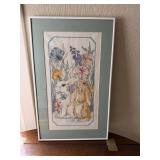 Framed Rabbit Needlepoint Picture