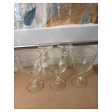 Hand Blown Water Goblets Twisted Stem Set 5